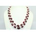 Beads Necklace Strand 2 Lines Glass Filled Red Ruby Beads & White Pearls