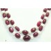 Beads Necklace Strand 2 Lines Glass Filled Red Ruby Beads & White Pearls
