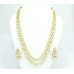 Handmade Jadau Fashion India Necklace Set Gold Plated Uncut Zircon Stones - 1
