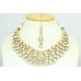 Handmade Jadau Fashion India Necklace Set Gold Plated Uncut Zircon Stones - 3