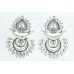 Handcrafted Earrings 925 Sterling Silver Peacock White Crystal Zircon Stones - 1