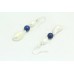 Handmade Female Dangle Earrings 925 Sterling Silver Pearl & Lapis Lasuli Stones