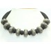 Handmade Necklace Old Solid Silver Bead Wax Inside Tribal Temple Black Thread -6