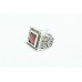 Handmade Designer Ring 925 Sterling Silver Black Marcasites Red Zircon Stone - 4