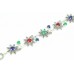 Handmade Floral ..Bracelet 925 Sterling Silver Marcasite Multi-color Onyx Stones