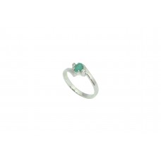 Women's Stamped 925 Sterling Silver Ring natural Green Emerald Diamond Size 16