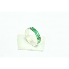 Handmade Green enamel 925 Sterling Silver unisex ring band size 20
