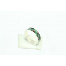 Handmade multi color enamel 925 Sterling Silver unisex ring band size 21