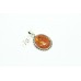 Handmade stamped 925 Sterling Silver Oval pendant natural Amber Stone 1.50 inch