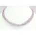 Three Line Women Semi Precious Natural Purple Amethyst Gem Stones Beads Necklace