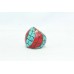 Traditional Handmade 925 Sterling Silver Ring Coral Turquoise Gem Stones Chips
