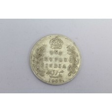 Antique British One Rupee India 1907 Edward VII King & Emperor Silver .916 Coin