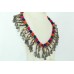 Silver Necklace vintahe Antique Tribal Jewelry Knotted in thread