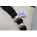 Vintage 925 Sterling Silver Round Bead Necklace with Wax Inside Beads and Black Thread for Women 