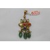 Traditional India Gold Navratna Uncut Diamonds Pendant Wax inside Emerald Bead