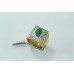 Combination of 18 Kt Gold & 925 silver Natural Emerald Cabochon and Diamonds