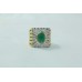Combination of 18 Kt Gold & 925 silver Natural Emerald Cabochon and Diamonds