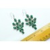 Handmade Dangle Earrings Women 925 Sterling Silver Green Onyx Marcasite Stones T