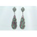 Fashion 925 Sterling Silver Earrings with Marcasite Emerald & Ruby Gemstone