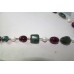 Beautiful 1 Strang Natural Antique Emerald Ruby Pearl 18 K Gold wire Necklace