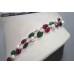 Beautiful 2 Strang Natural Emerald Ruby and Pearl 18 K Gold wire Necklace