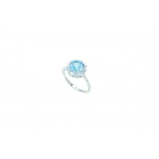 Stamped 925 Sterling Silver Ring natural Blue topaz and zircon Gemstone