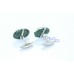 925 Hallmarked Sterling Silver Men's Cuff links natural green malachite Gemstone
