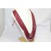 String Strand Necklace Red Ruby oval Cut Big Beads Treated Stones 6 line 1265 CT