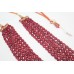 String Strand Necklace Red Ruby oval Cut Big Beads Treated Stones 6 line 1265 CT