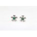 Handmade Stud Earrings 925 Sterling Silver Natural Green Emerald Gem Stones - Y