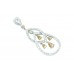 Handmade 925 Sterling Silver dangle Pendant white and golden zircon stones
