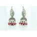 925 Sterling Silver Earrings Peacock Jhumki with Natural Red Onyx Bead Stones
