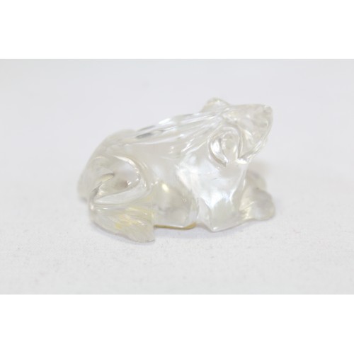 Rajasthan Gems Handmade Natural White Crystal Stone Frog Figure Home Decorative Item 