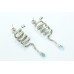 Women's 925 Sterling Silver long dangle Earrings white zircon blue bead stone