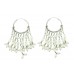 Women's 925 Sterling Silver Bali dangle Earring pearl beads stone 3 Inch