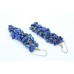 Women's 925 Sterling Silver Dangle Earring blue Lapiz Lazuli stone 2.7 Inch