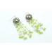 Women's 925 Sterling Silver Jhumki Earring peridot pearl stone 2.5 Inch