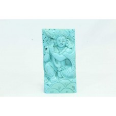 Handmade Natural Blue powder turquoise stone God Krishna idol statue 88.3 Grams