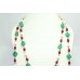 Multi Strand Line Green Quartz Red Quartz Pearls Beads NECKLACE.metal wire