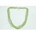 Natural semi precious green peridot round Beads Necklace multi Strand 17.8 inch