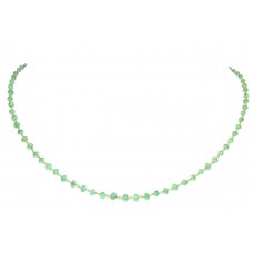 Natural Green Emerald round beads stone single line Necklace 18 K Gold wire
