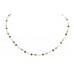 Natural Emerald ruby pearl beads stone single line Necklace 18 K Gold wire