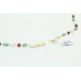 Natural Emerald ruby pearl beads stone single line Necklace 18 K Gold wire