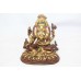 Brass Metal Buddhism God Ganesh Figure Pure Gold Leaf Work on Face P 291