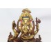 Brass Metal Buddhism God Ganesh Figure Pure Gold Leaf Work on Face P 291