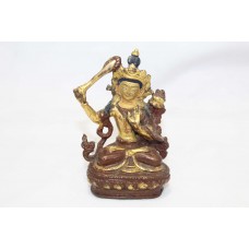 Brass Metal Goddess Tara Tibetian Figure Pure Gold Leaf Work on Face P 292