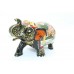Handicraft Wooden Elephant Hand Painting hunting scene 3' Home Decorative
