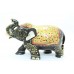 Handicraft Wooden Elephant Hand Painting Leafs Gold Red color Home Decorative