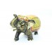 Handicraft Wooden Black Elephant Hand Painting Red green color Home Decorative