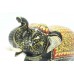 Handicraft Wooden Black Elephant Hand Painting Gold color Decorative gift item